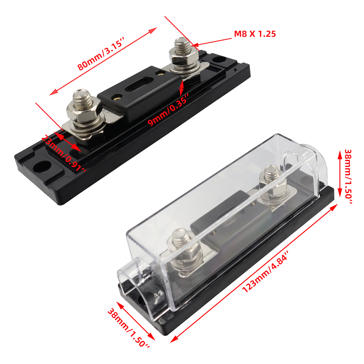 Car audio fuse holder 100A/150A/200A/250A/300A plug-in fuse box