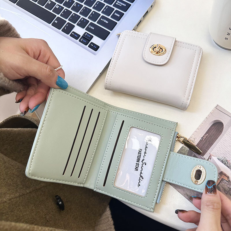 Free Shipping 2025 New Designer Bag Japanese Style Student Simple Short 80% Off PU Women's Wholesale Wallet Zipper Multi-functional ID Fashion Co