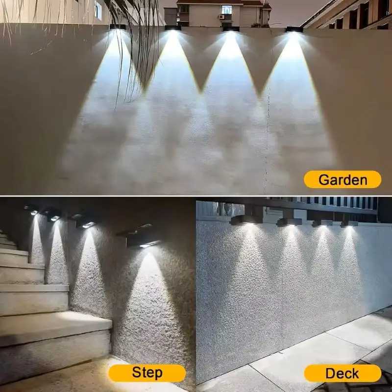 1/2/4/6PCS Solar Outdoor Deck Lights for Balcony Staircase Public Lighting Porch Courtyard Exterior Wall LightsXJ250624