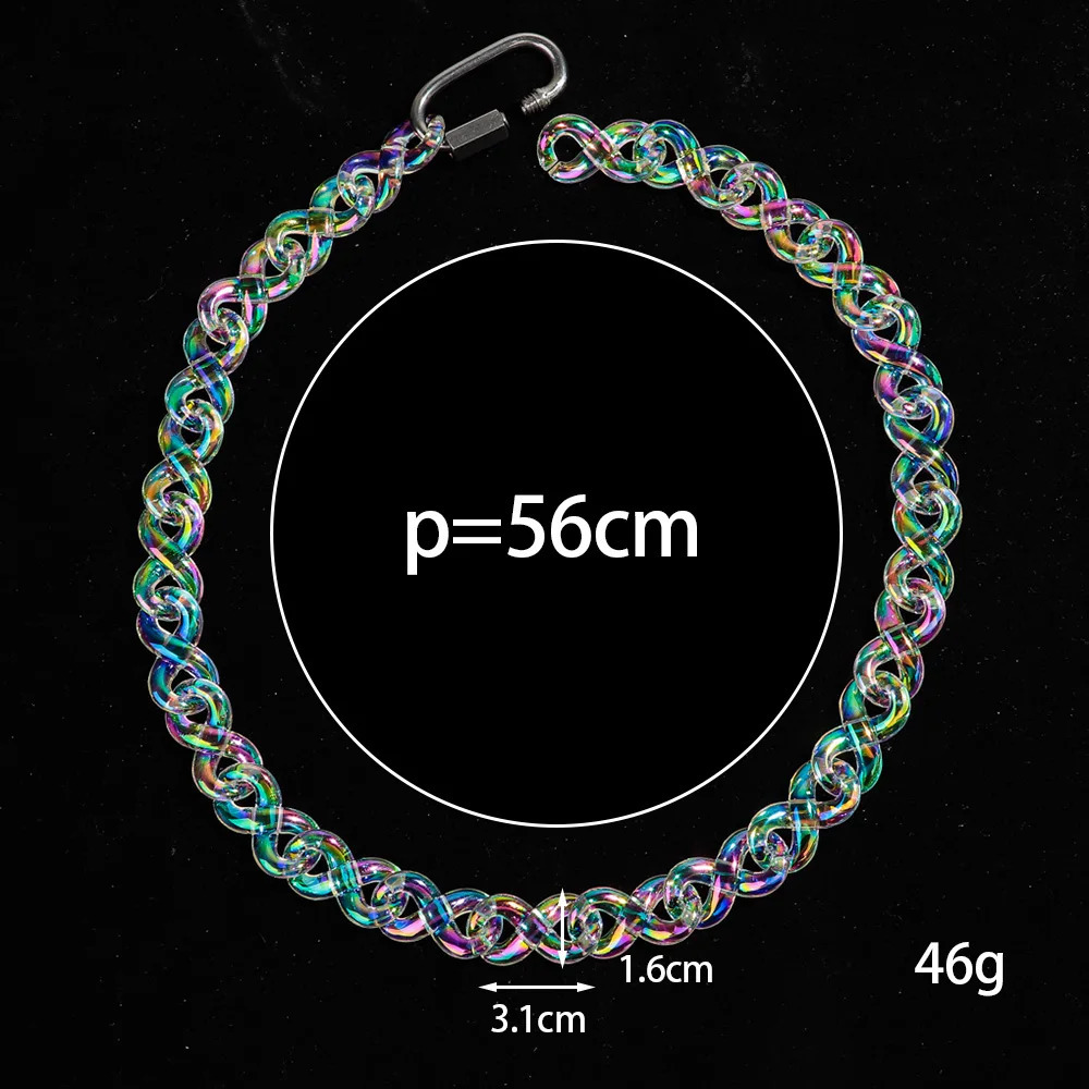 Iridescent Acrylic Infinity Chain Choker Women Men Rock Laser Clear Geometric Link Lock Pendant Necklace Party Jewelry Gift 250625