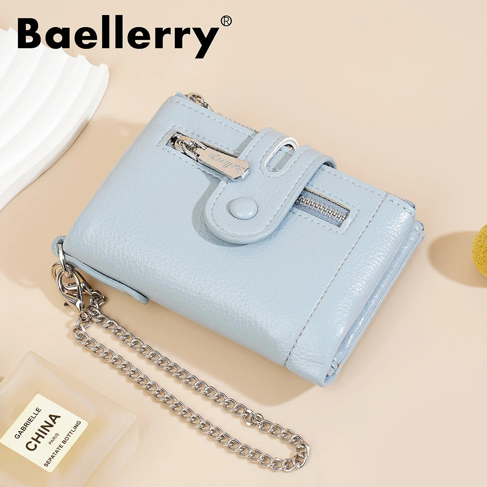High Quality Women Short Wallet Double Zipper Coin Pocket Female Purses Credit Card Holder Womens Wallet With Chain 250623