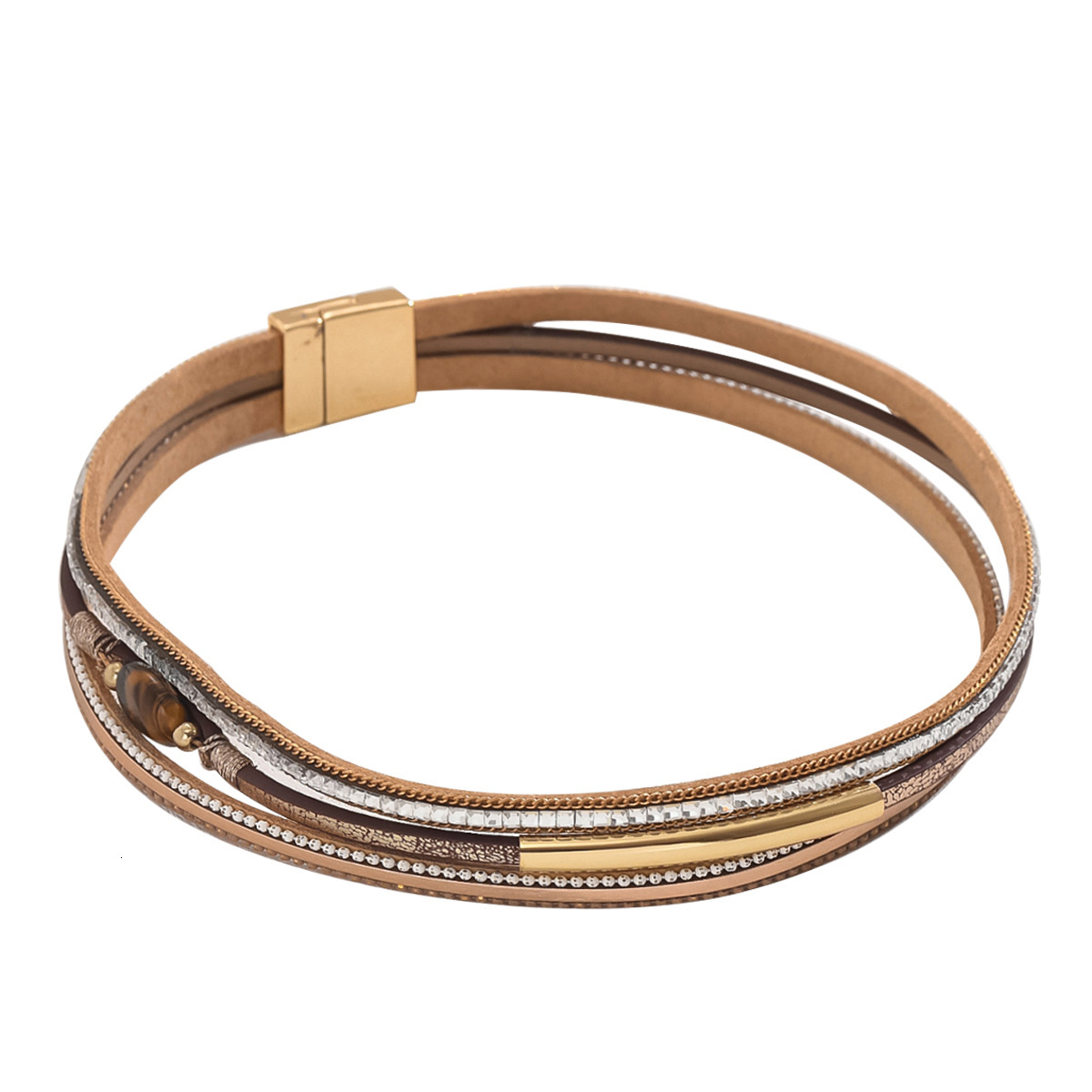 Unique Fashion Simple Style Women S Multi Layer Design Inlaid Bracelet Jewelry