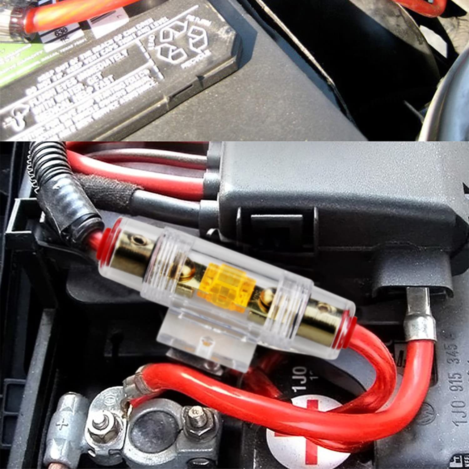 Transparent AGU fuse holder for car audio modification, power supply fuse holder with 30A 60A 100A fuse