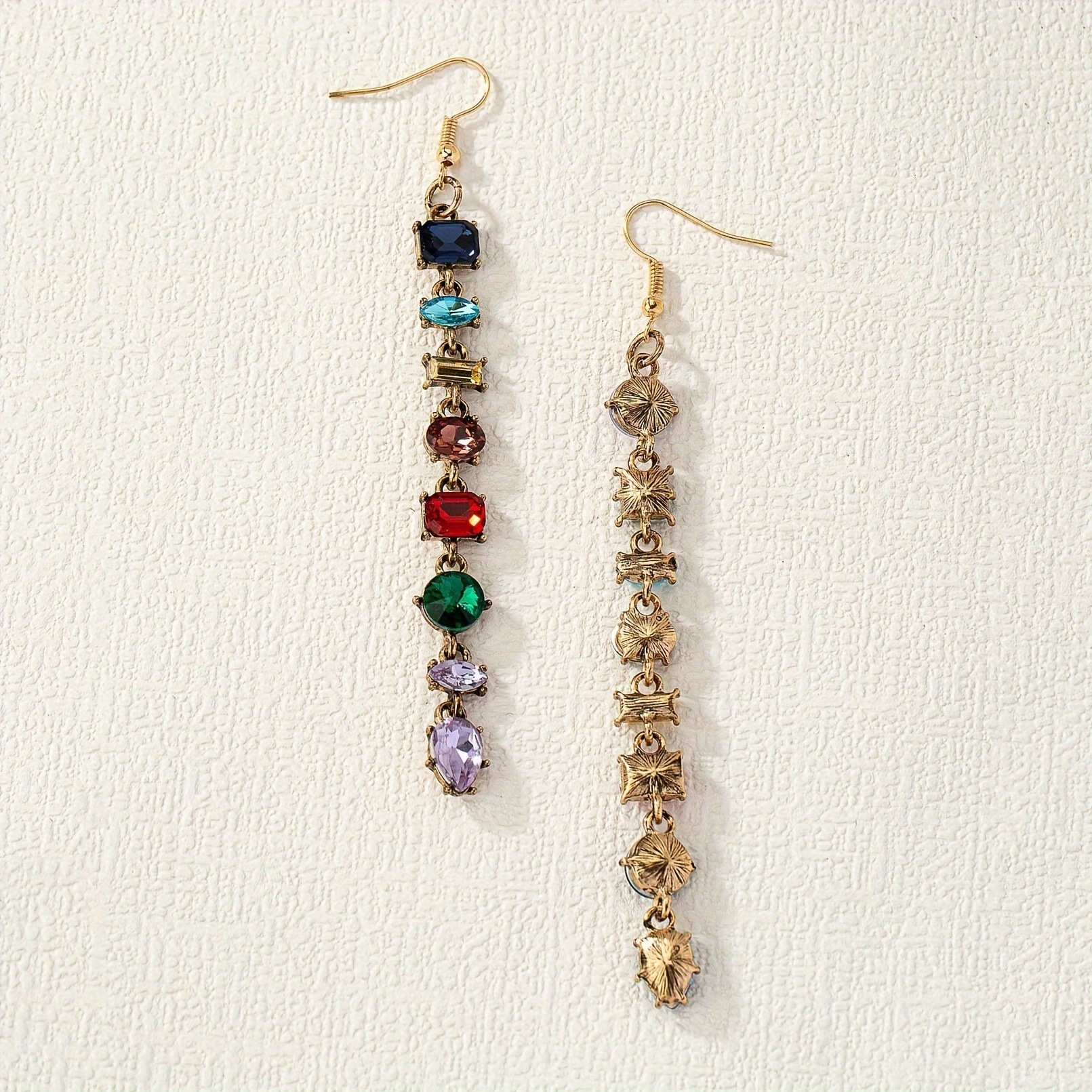 1 Pair of Tassel Chain Inlaid Dia Earrings Creative Style