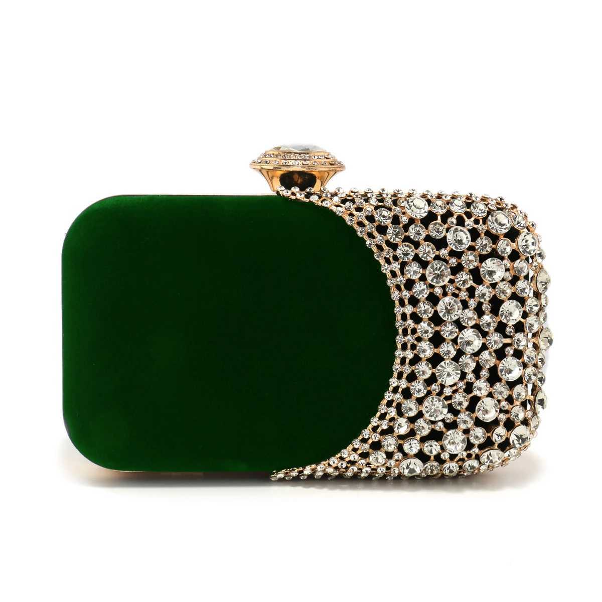 Hollow Design Women Evening Bags Velvet Glitter Fashion Ladies Wedding Party Clutch Bags Shoulder Chain Diamonds Handbags M250625