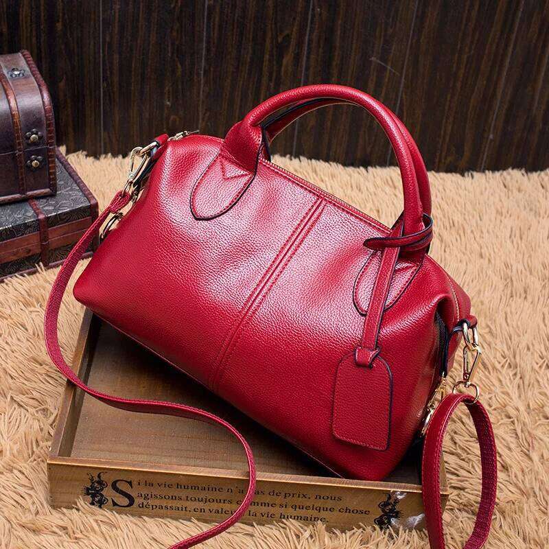 Elegant Boston Shoulder Bag For Women New High Quality Leather Ladies Handbags Designer Female Daily Tote Messenger Bags