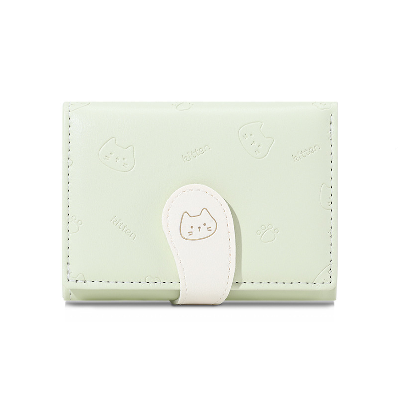 Free Shipping 2025 New Designer Bag Cute Cat Tail Women's Card Holder Wallet High-end Fashion Buckle PU Short Coin Purse Wallet