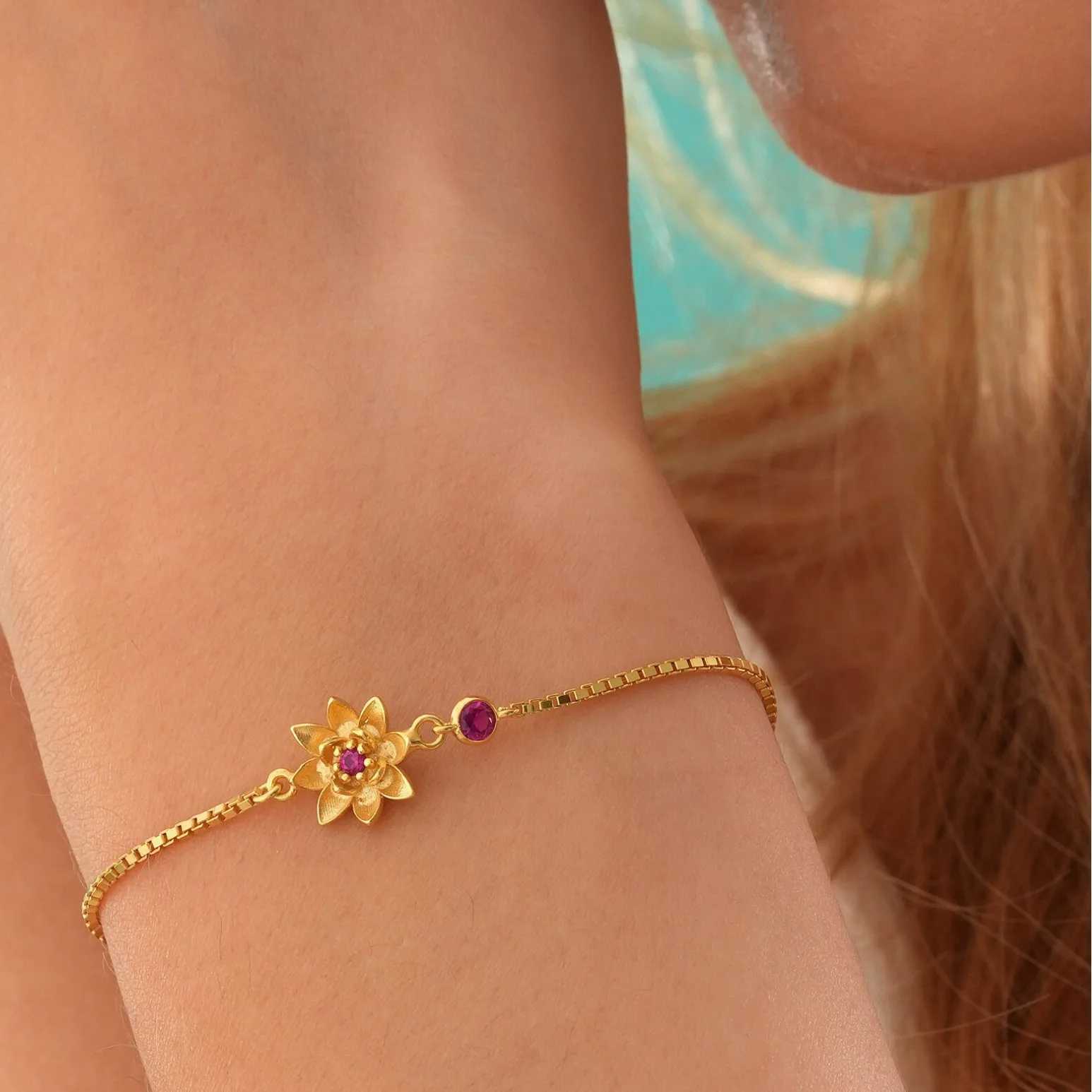 December Zircon Birthstone Flower Pendant Bracelets for Women Charm Gold Color Stainless Steel Box Chain Jewelry Accessories X250625