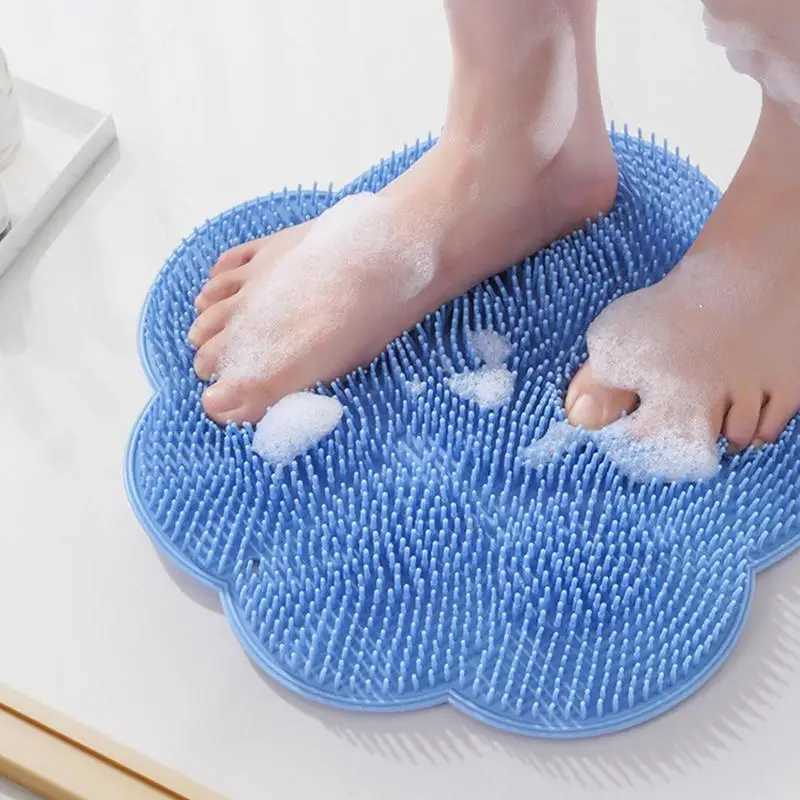 Shower bath massage mat Silicone Shower foot back brush Wall mounted bathroom Scrub Washer mat with Non-Slip suction cup R250625