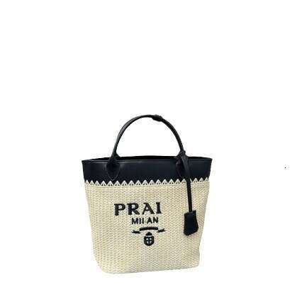 2025 designer bag luxury bag letter embroidery Lafite grass woven tote bag woven shopping bag single shoulder handbag beach big bag beach vacation