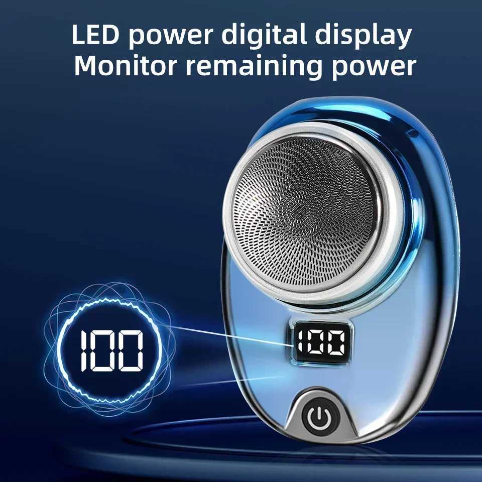 Portable Mini Electric Rechargeable Shaver Digital Power Display Mens Razor Waterproof Cordless Razor Beard Shaver for Face Body W250625