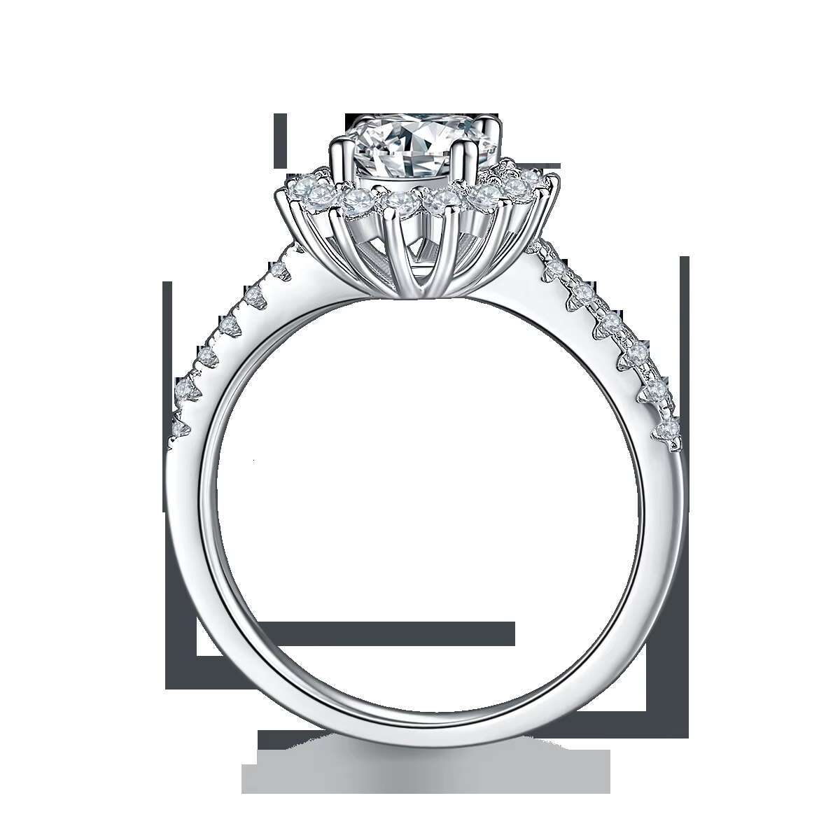 Luxury 1 Ct Sunflower Moissanite 18K Gold Plated 925 Sterling Silver Certified Engagement Ring Ct