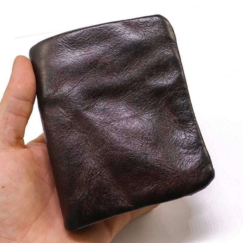 Vegetable Tanned Head Layer Cowhide Purse Men's Hand-rubbed Color Genuine Leather Retro Casual Short Billfold