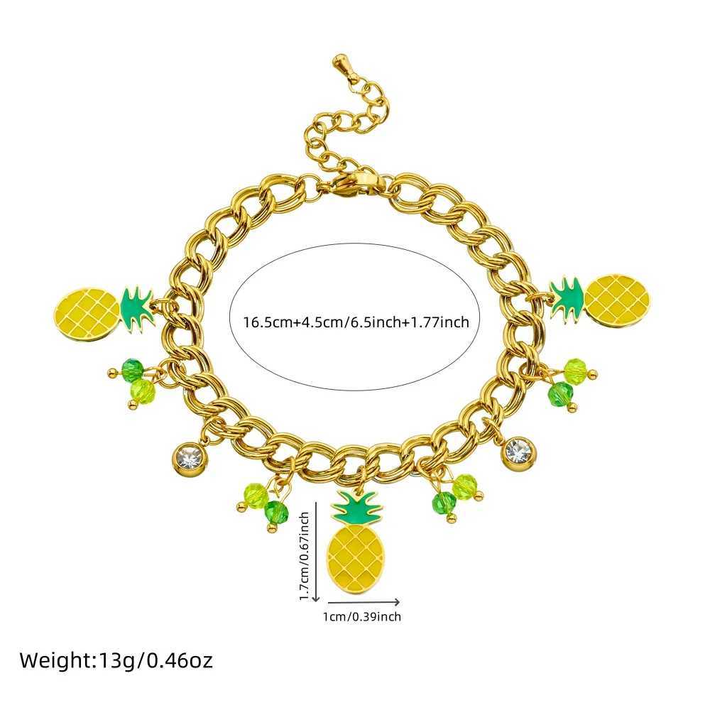 DIEYURO 316L Stainless Steel Pineapple Zircon Pendant Bracelet For Women New Trend Fashion Hand Chain Jewelry Holiday Gift X250625