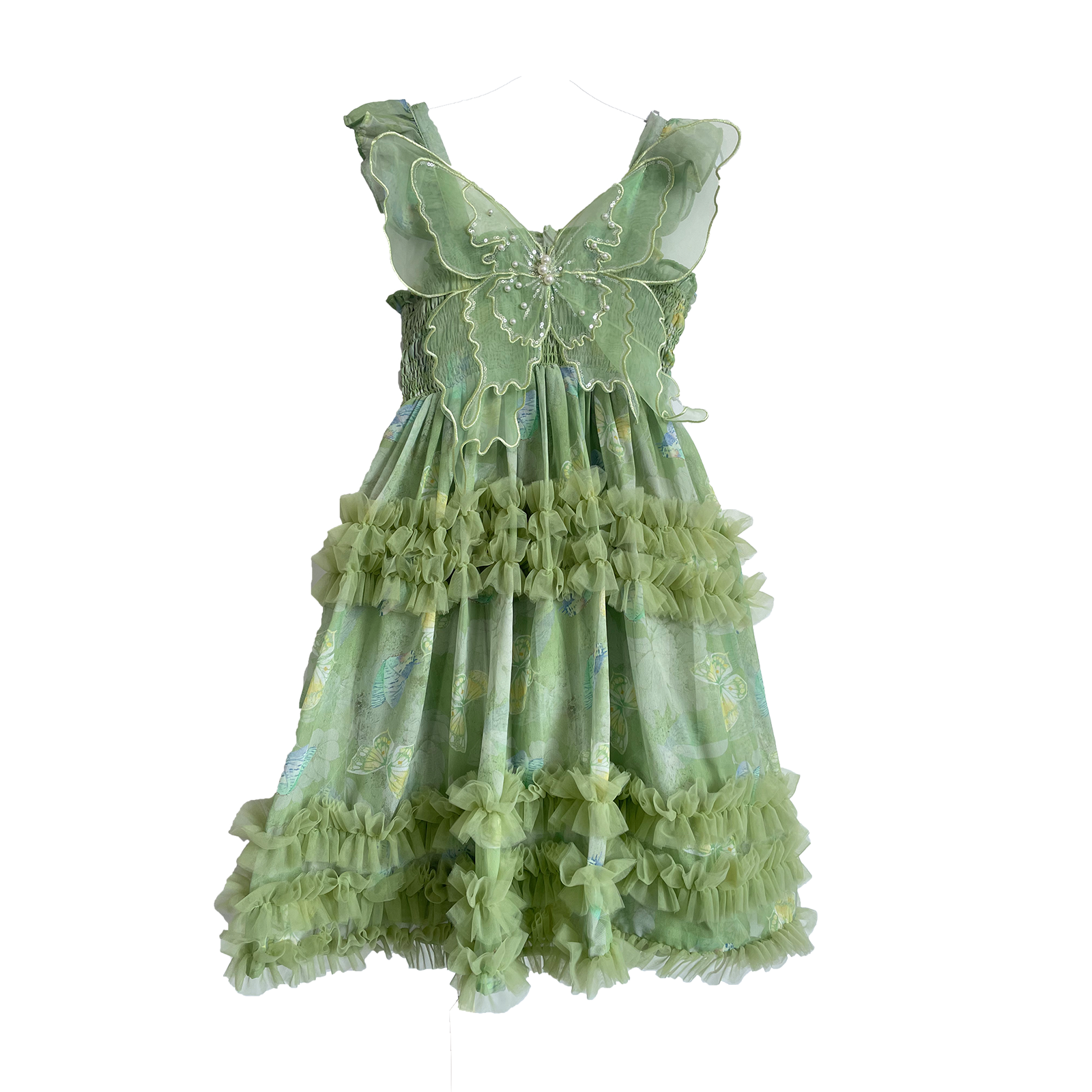 Girls' cake dress butterfly three-dimensional decoration dress casual dress vest dress princess dress