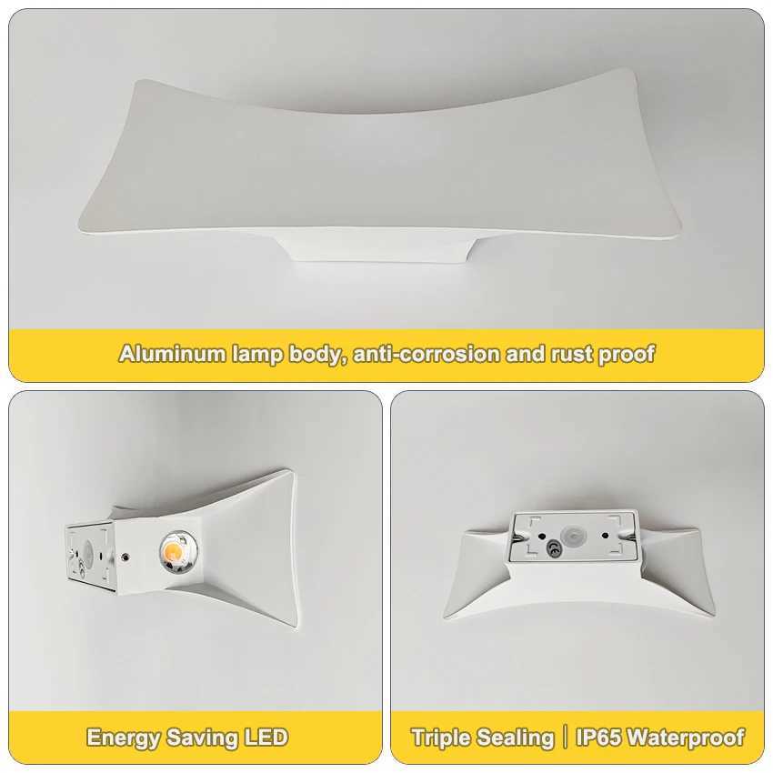 IP65 Waterproof LED Wall Lamp - Aluminium Concave Surface Outdoor Light for Garden Porch Corridor Black/White Lighting Decor XJ250624
