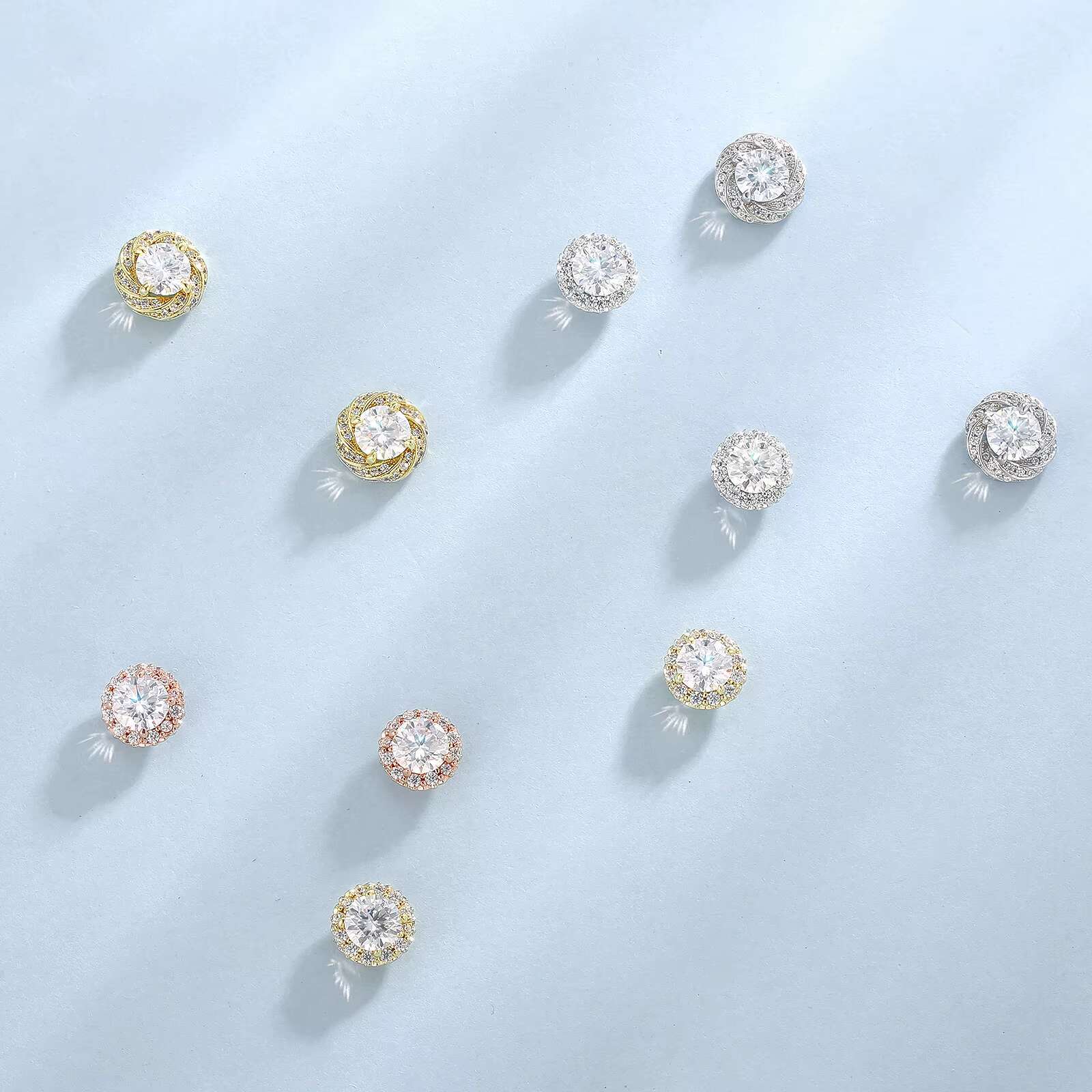 Moissanite Halo Earring Stud Women Men Iced Out Round Cut Diamond S925 Silver 14K Gold Plated VVS1 Diamond Fine Jewelry Earring