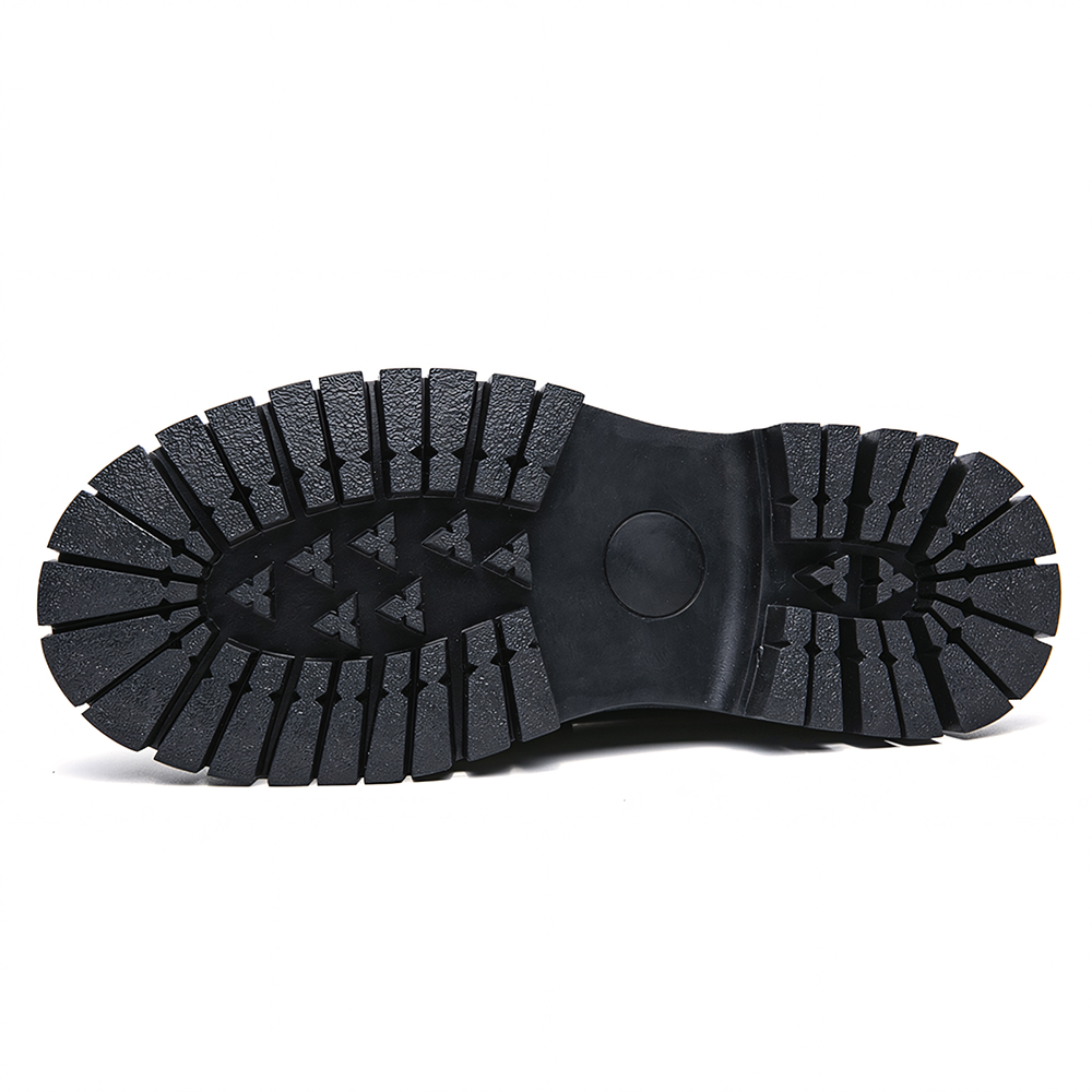 8806-Men's Platform Leather Shoes Classic Round Toe Business Casual Formal Handmade Leather Shoes