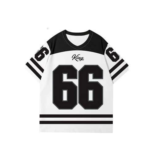 2025 Summer Men's Trendy Fashion No. 66 V-neck Short Sleeve T-shirt Jersey Men