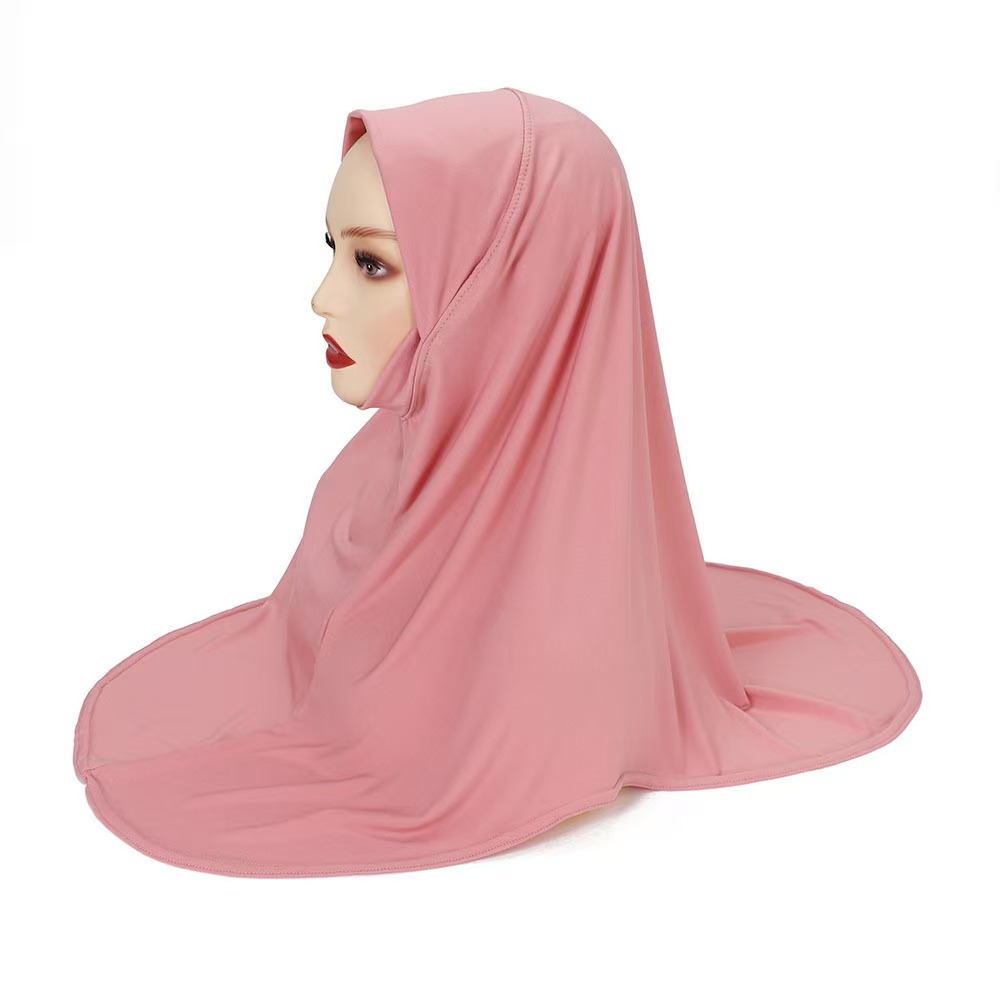 T1064 Women's Hijab Arab Head Cover Double Layer Round Edge Hijab Base Hat High Elastic Gauze Scarf