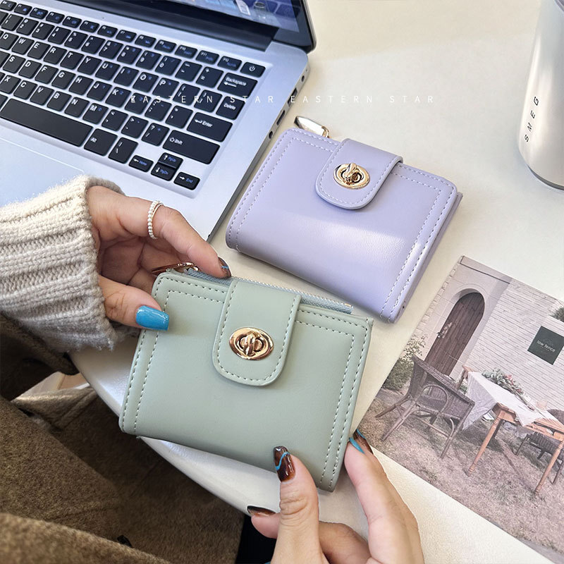 Free Shipping 2025 New Designer Bag Japanese Style Student Simple Short 80% Off PU Women's Wholesale Wallet Zipper Multi-functional ID Fashion Co