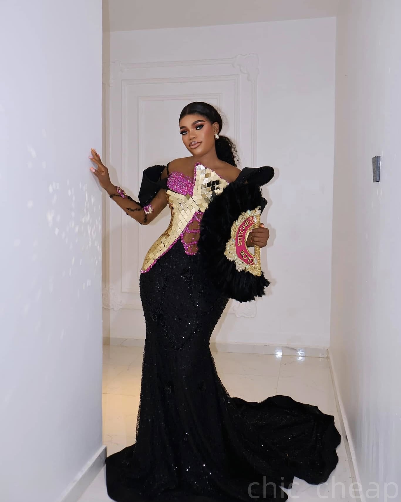Black Mermaid Prom Dresses 2025 Crystals Beaded Sequined Luxurious Evening Formal Party Second Birthday Engagement Gowns Plus Size Dress For Special O