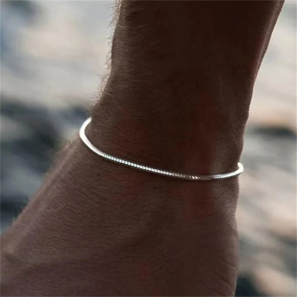 Simple MEN Stainless Steel Square Snake Bone Chain Bracelet Hip-Hop Jewelry Trendy Party Accessories Bracelet For Women 250625