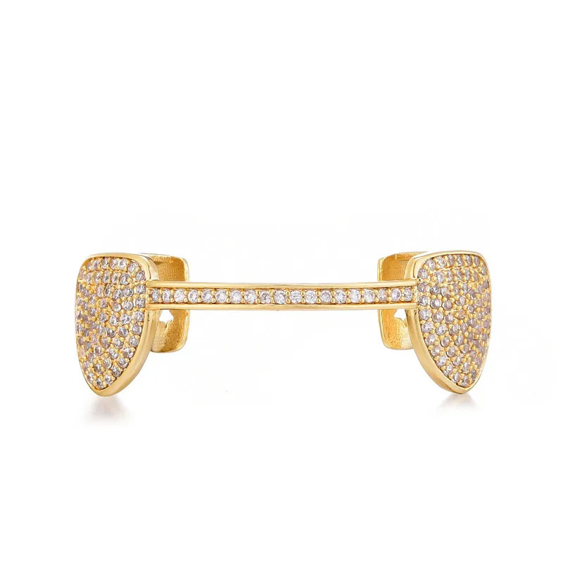 Hip Hop Iced Out Teeth Caps Bling Cubic Zircon Micro Pave Top Bottom Charm Grills Set For Men Women Jewelry Gift 250606