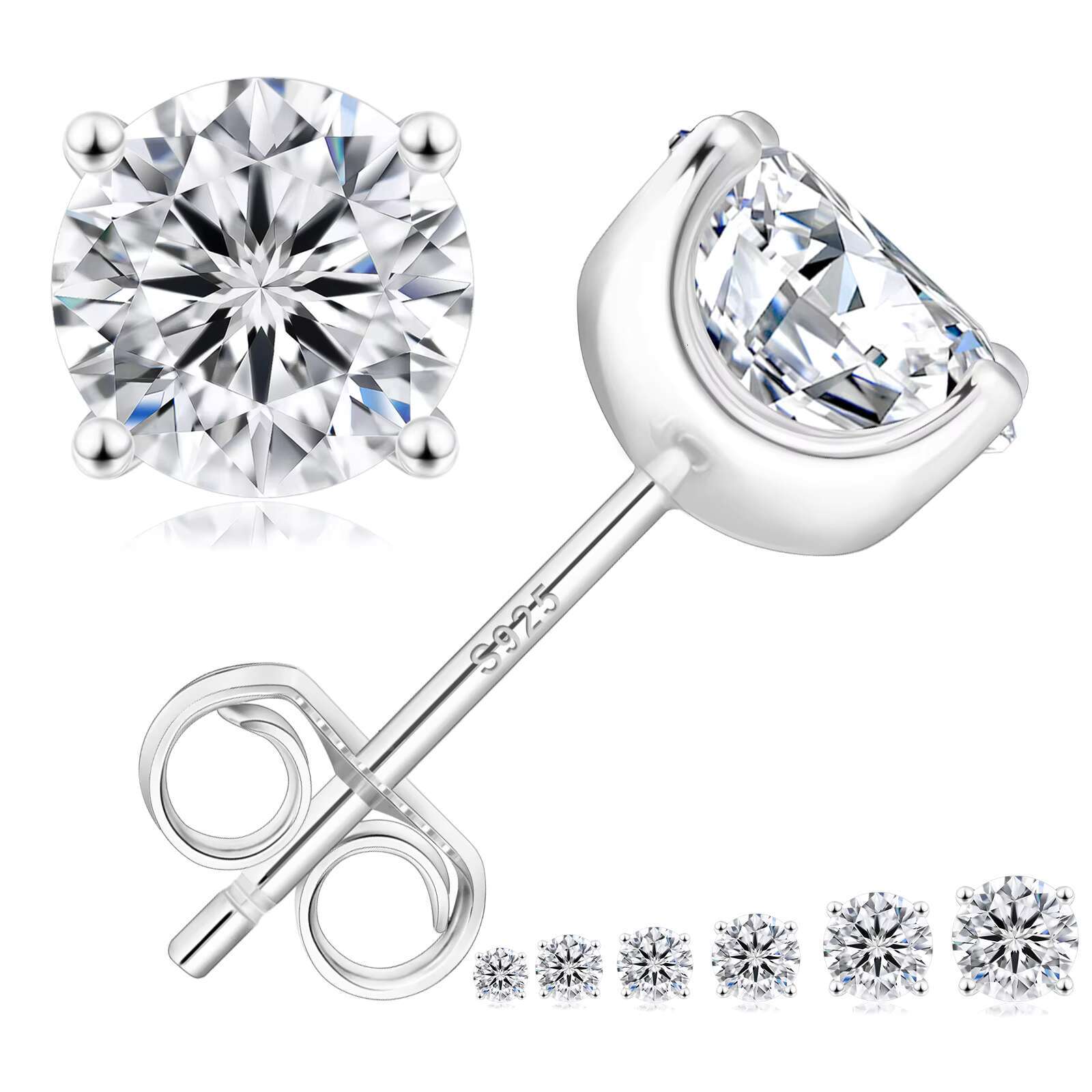 D Color Real Wedding Diamond Moissanite Earrings 0.3/0.5/0.6/1.0/1.5/ct 14K Gold S925 Sterling Silver Moissanite Men Earrings