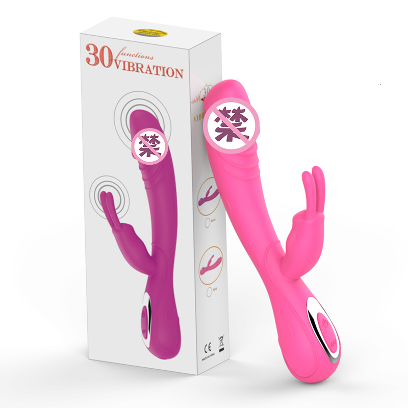 Haoqi Fun New Double-Headed Rabbit Silicone Vibrator for Women Adult Sex Toy