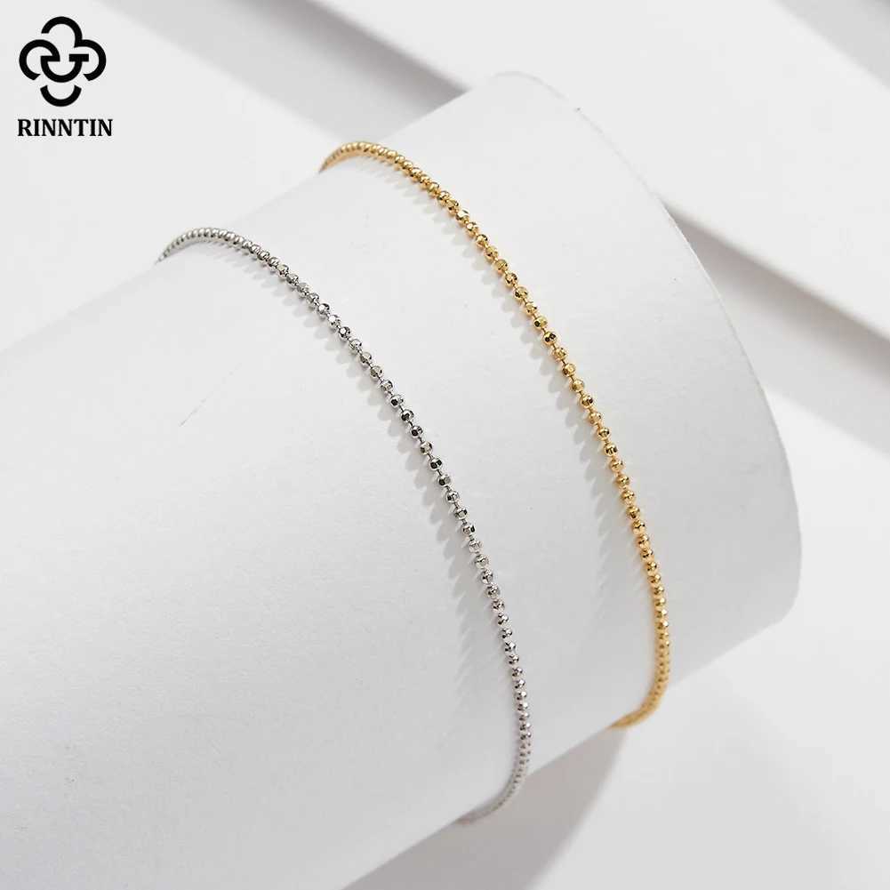Rinntin Genuine 925 Sterling Silver Ball Faceted Bead Chain Anklets Fashion Women Summer Foot Bracelet Ankle Straps Jewelry SA80 U250624