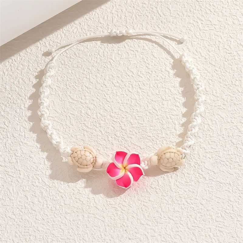 Summer Sweet Flower Woven Rope Handmade Anklets for Women Ocean Beach Starfish Shell Turtle Charm Bracelet On Leg Foot Jewelry U250624