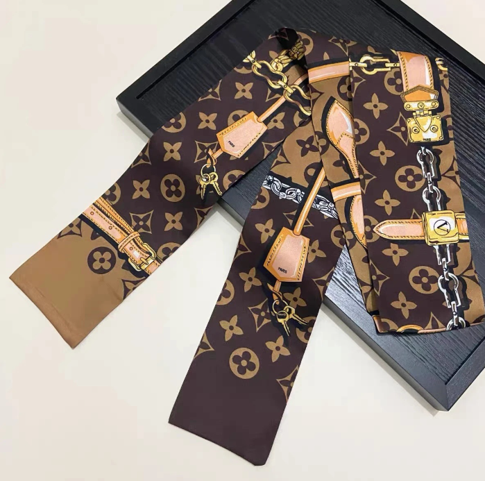 Luxury Brand Ribbon with Printed Straps Women's Small Silk Scarves Headbands Long Bags Accessories Ribbons 762e