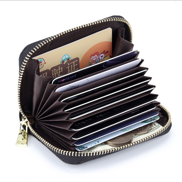 Free Shipping 2025 New Designer Bag Layer Cowhide Accordion Card Holder Crocodile Pattern Women's Card Clip Men's Card Holder Multi-function