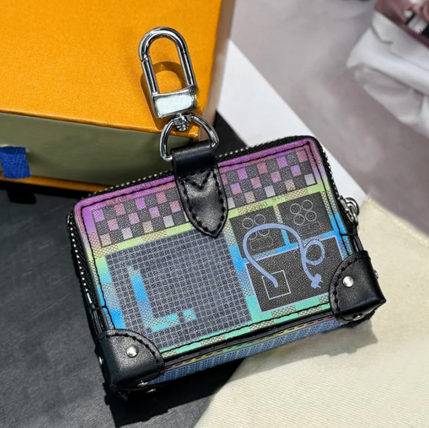 Keychains Lanyards Punk Style Magnetic Tape Pattern Bag Charms Designer PortableUnisex Classic Bag Charm Square Coin Purse Fashion Radio