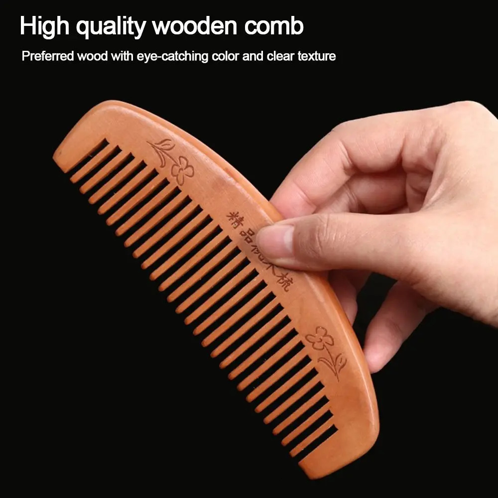 Anti-Static Handcrafted Natural Peach Wood Hair Comb Head Massage Sandalwood Comb Hair Care DIY Styling Tool 250625