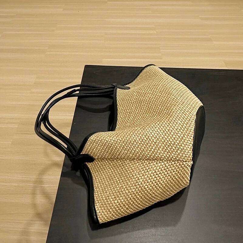 Drawstring Bucket Composite Bags For Women Designer Handbag Purse 2025 New In Casual Vacation Straw Weave Beach Shoulder