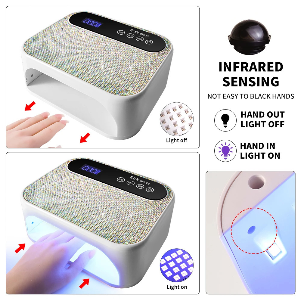 Rechargeable UV 42LED Nail Lamp Professional Gel Polishing Curing Nail Lamp Diamond Professional Manicure Dry Light 250625