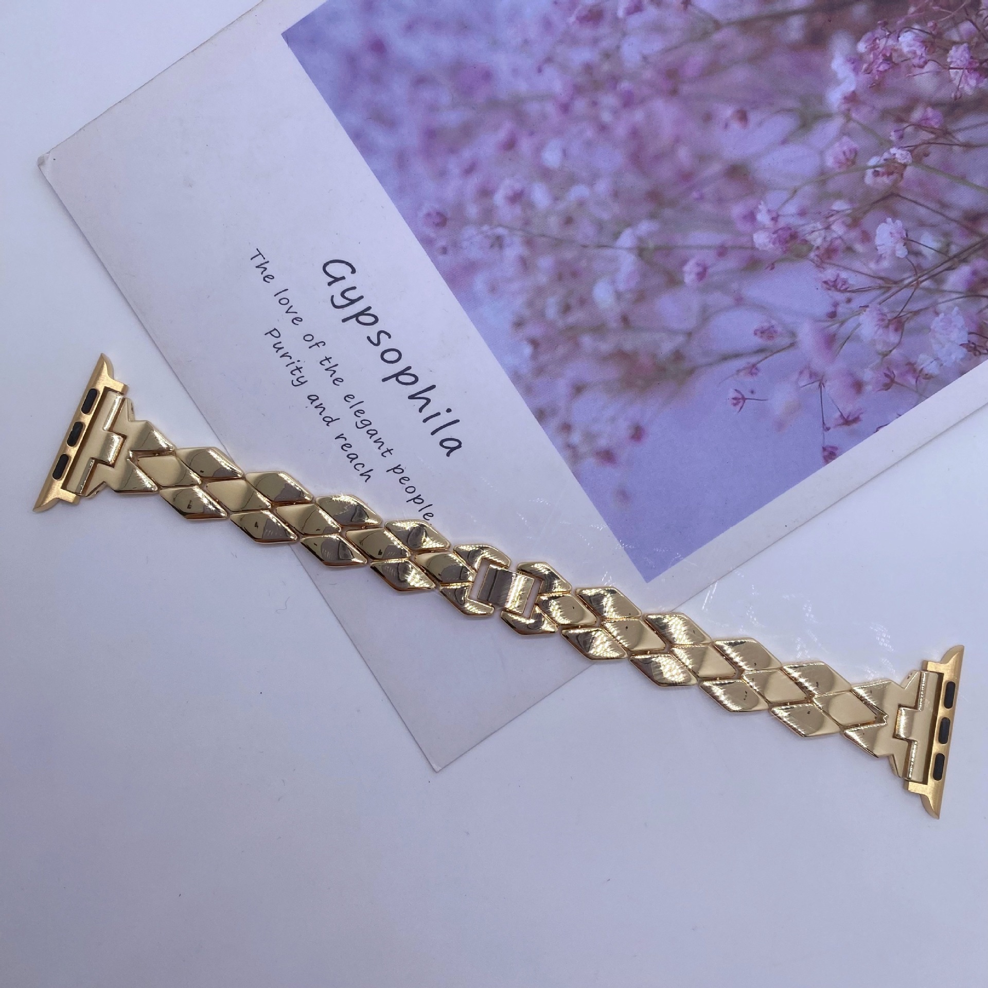 Fashion Trendy Minimalist Diamond-Shaped iWatch Band for Apple Watch Series 1-8 Stylish Rhombus Metal Strap