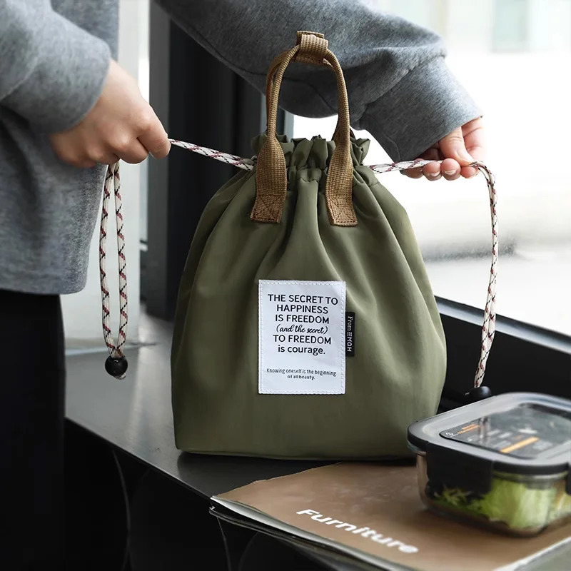 Large Capacity Insulation Waterproof Lunch Bag with Drawstring Closure Thickened Fruit Cooler Bento for Picnic Handle Bag 250624