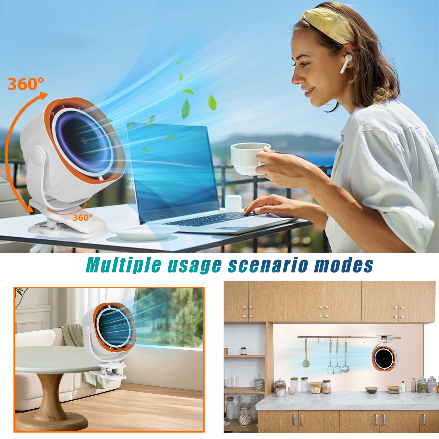 Portable handheld home mini outdoor m12b clip cycle fan long lasting cycle wind