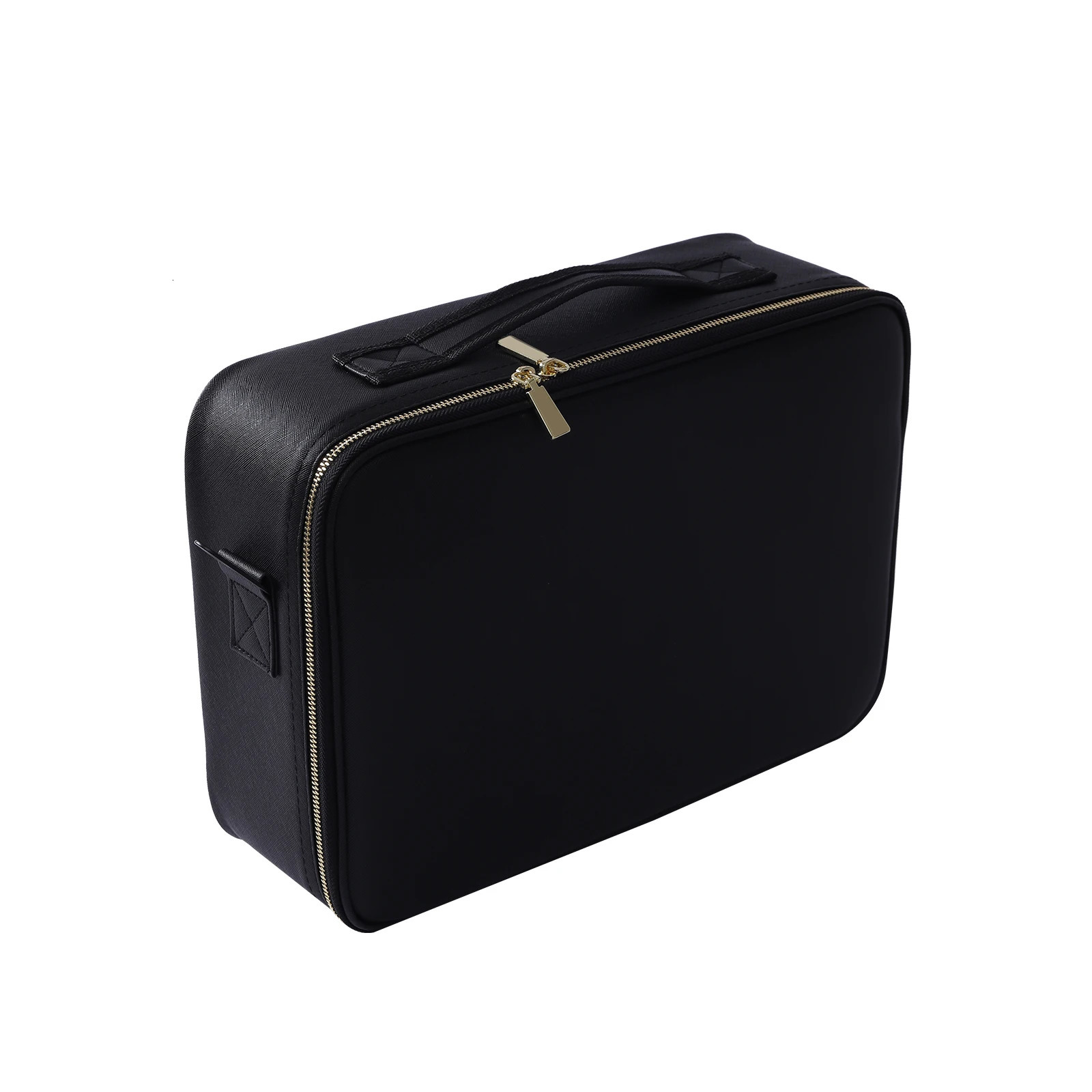 Black/Pink Large Smart LED Cosmetic Case with Mirror - Portable Travel Makeup Bag 250625