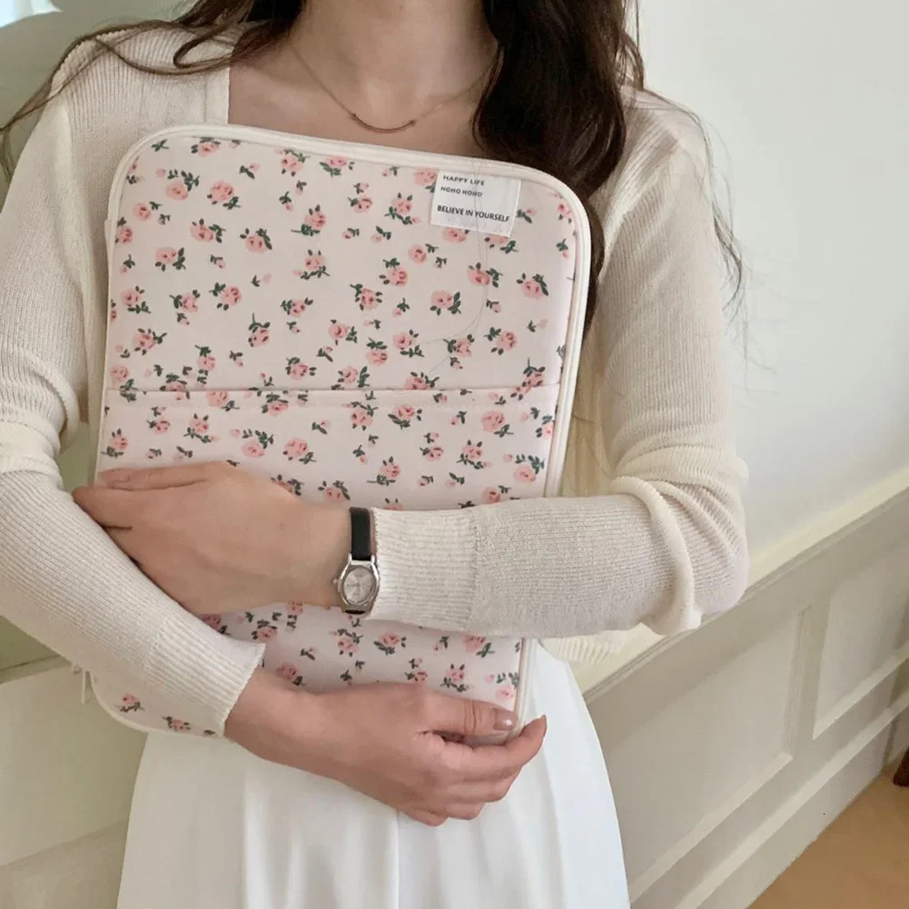 11/13in Floral Padded Laptop Case Shockproof Tablet Sleeve Case Portable Computer Cover Bag Soft Laptop Protective Bag 250624