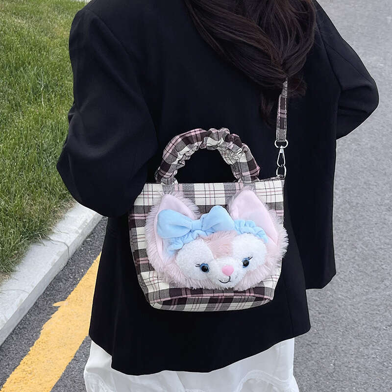 Korean Style High-End Simple Canvas Tote for Women 2025 Summer New Red Plaid Crossbody Bucket Bag