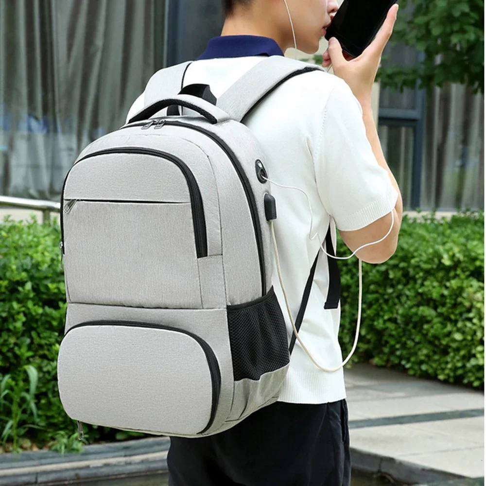 SYZM Men Business Backpack with USB Port Laptop Bag Aluminum Foil Thermal Insulation Bag Camping Picnic Backpack Lunch Bag 250624