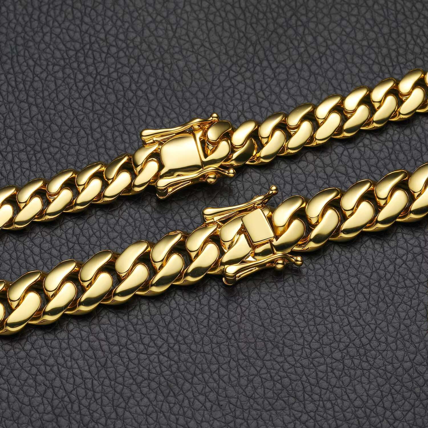Wholesale 10mm-22mm Solid Cuban Choker Hip Hop Miami Cuban Link Chain Mens 14k 18k Real Gold Plated