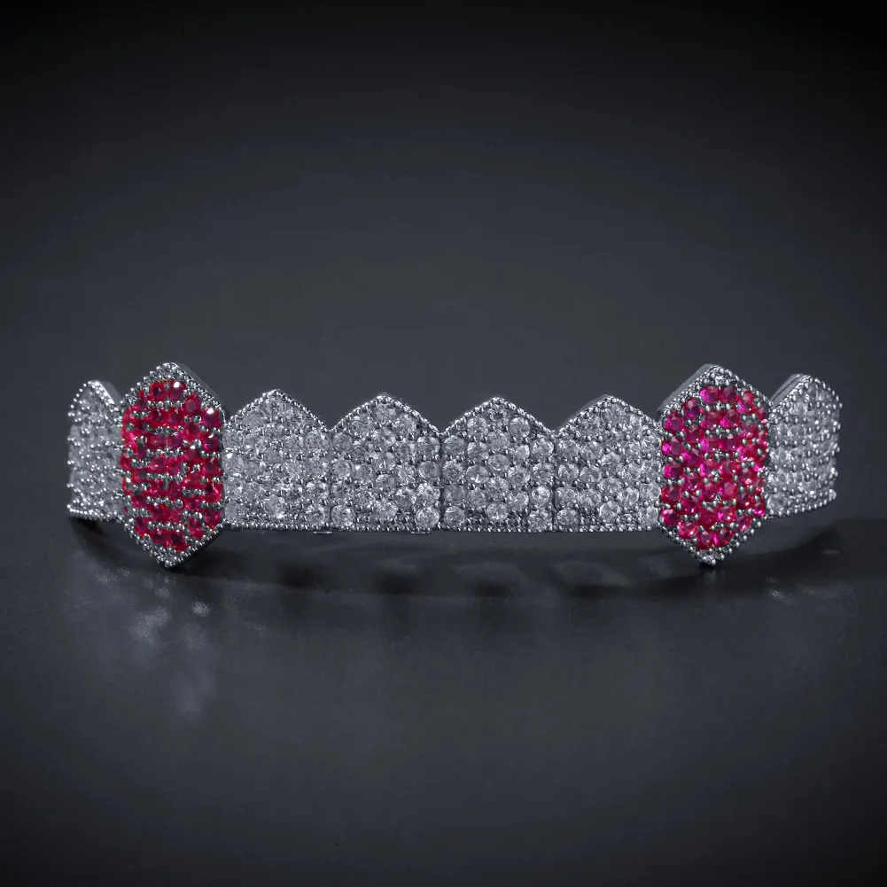 Single Row 8 Teethes Teeth Top Bootom Dental Mouth Caps Cosplay Party Rapper Hip Hop Jewelry TG173 250606