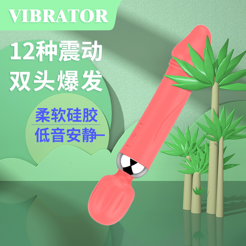 Haoqi Fun Dual-Head Vibrating AV Stick Female Masturbation Device Silicone Massager Adult Sex Toy