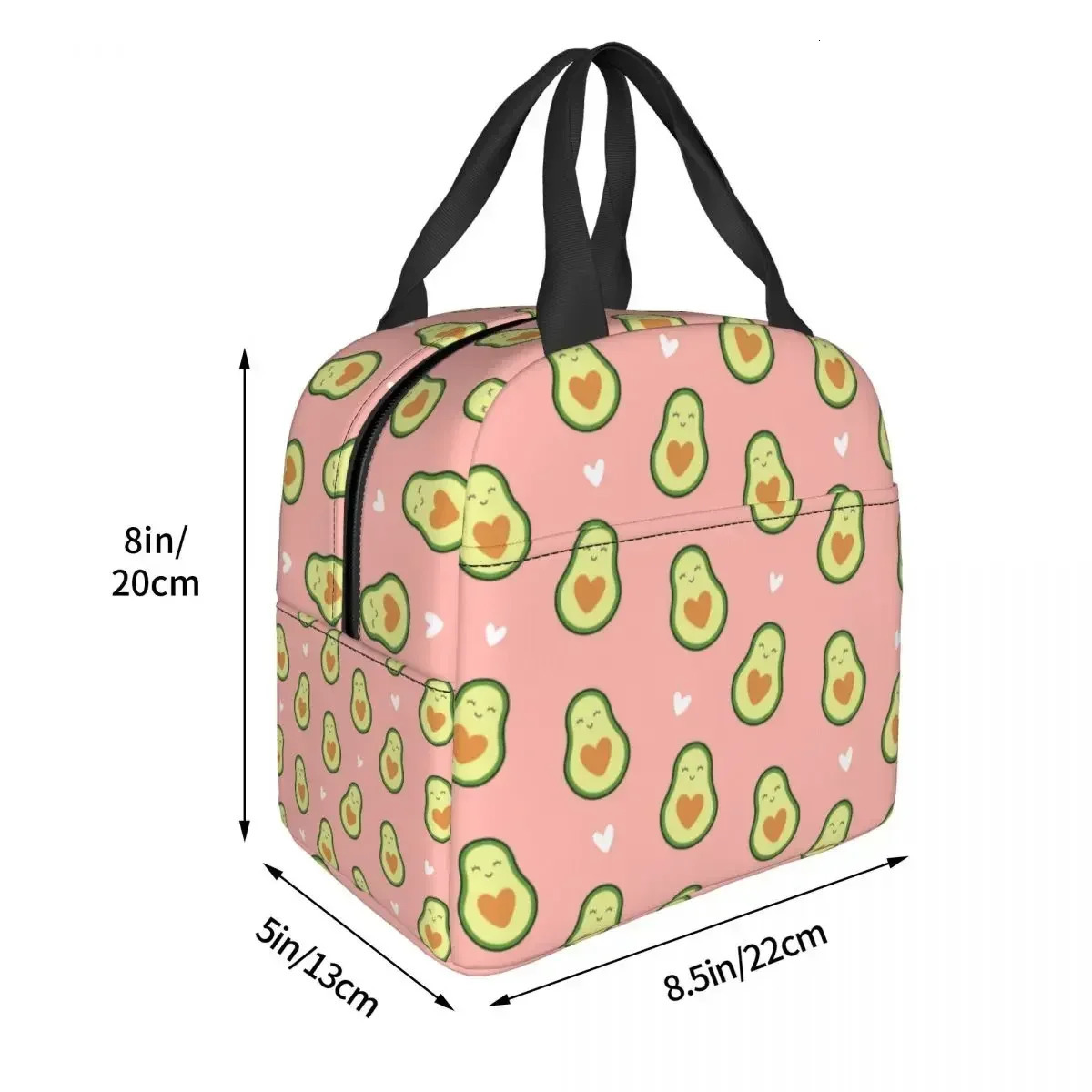 Cute Avocado Pattern Insulated Lunch Tote Bag for Women Resuable Cooler Thermal Bento Box Kids School Children 250624