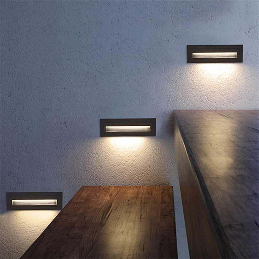 Thrisdar Waterproof LED Wall Light LED Step Stair Lights Outdoor LED Footlight Recessed Corner Lamp Exterior Garden Night LightXJ250624